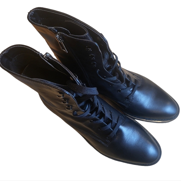 Dolce Vita Lottie Almond Toe Leather Combat Boots Black 9.5 - Picture 6 of 8